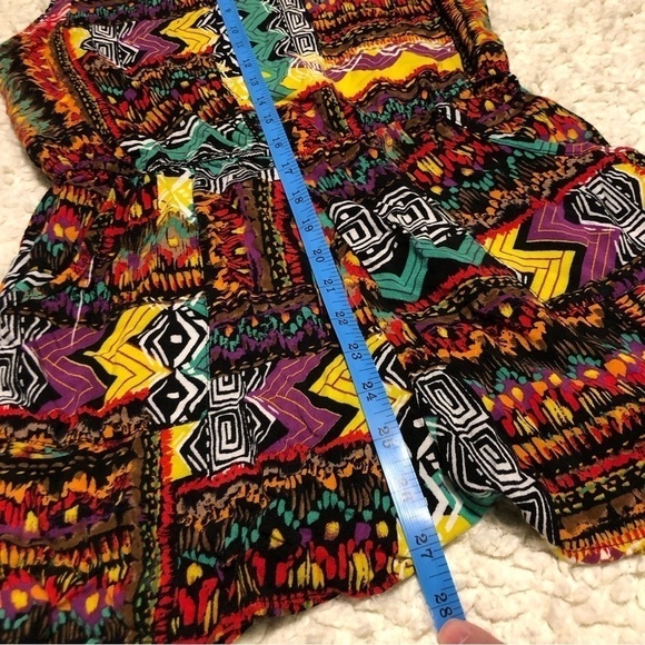 BONGO Artsy Bohemian Aztec 100% Rayon Short One Piece Romper Womens Size Large - Picture 8 of 10